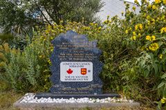 Pierre commémorative au musée canadien de Juno à Courseulles-