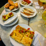 Tapas served at El Xampanyet restaurant's bar, Barcelona, Spain