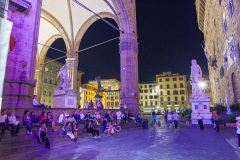 Piazza della Signoria le soir, Florence, Italie.