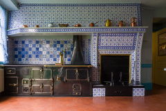 Cuisine de la maison de Claude Monet à Giverny, Eure, France.