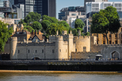 Entry to the traitors' gate of the Tower of London. seen from other side of the Thames.